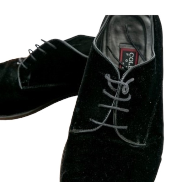COLE Haan black velvet lace up loafer dress shoes - Picture 2 of 11